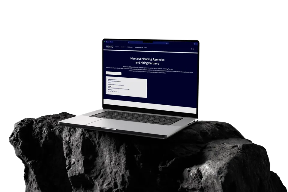 MSC Cruises careers platform — website mockup